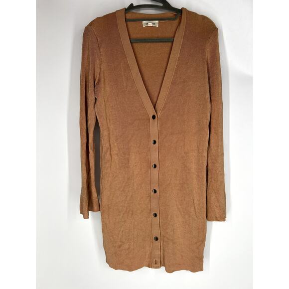 L'Agence Lucas longline cardigan tan M - Picture 2 of 8